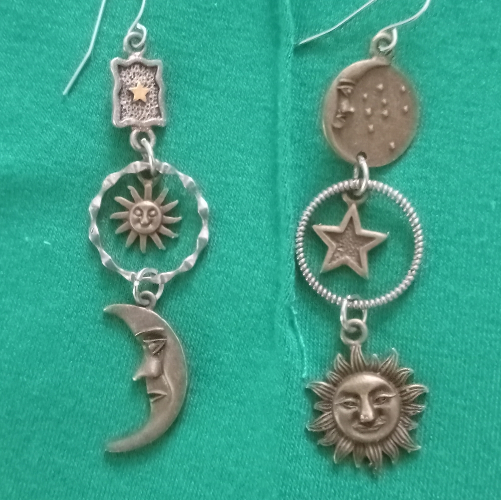 Bronze and Silver Celestial Earrings